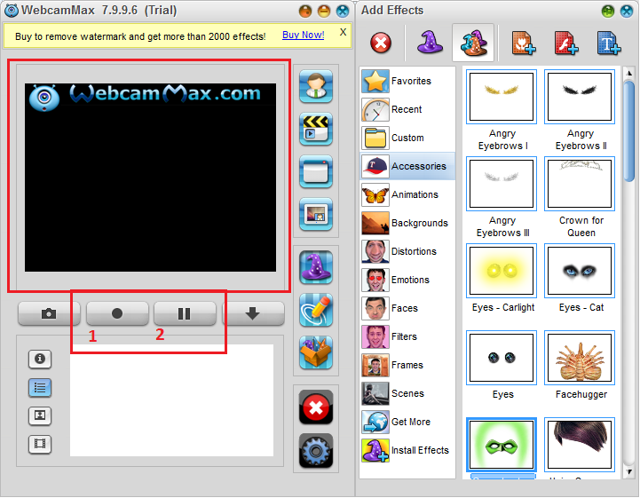 Запись видео с экрана в WebcamMax